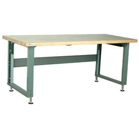 Stackbin Corporation A4830-4000-E-GY Stackbin 4000 Series Workbench W/ Ash Square Edge Top & Power Lift, 48"W x 30"D, Gray image.