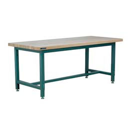 Stackbin Corporation A6036-1005-GY Stackbin 1005 Series Adjustable Height Workbench, 60 x 36", Ash Square Edge, Gray image.