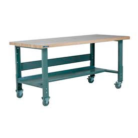 Stackbin Corporation A6036-3512-GY Stackbin 3512 Series Mobile Workbench, 60 x 36", Adjustable Height, Ash Square Edge, Gray image.