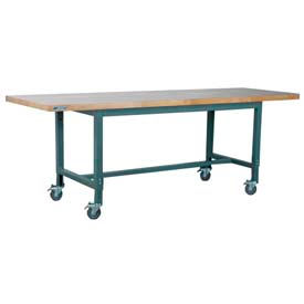 Stackbin Corporation A9630-1012-BK Stackbin 1012 Series Extra Long Mobile Workbench, 96 x 30", Adjustable Height, Ash Square Edge image.