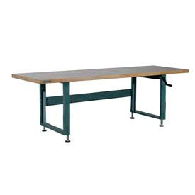 Stackbin Corporation A9630-4000-BK Stackbin Workbench, 4000 Series, Ash Butcher Block Square Edge, 96"W X 30"D, Black image.