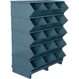 Stackbin®No 4 Pallet Base Sectional Bin Unit 15 Compartments37"W x 20-1/2"D x 46-7/8"H Blue