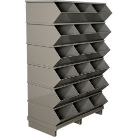 Stackbin®No 4 Pallet Base Sectional Bin Unit 18 Compartments37"W x 20-1/2"D x 55-3/4"H Gray
