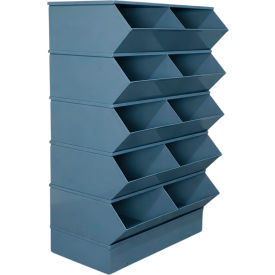 Stackbin® Steel Hopper Stack Bin 10 Compartment Steel Sectional Unit 37"W x 24"D x 55"H Blue
