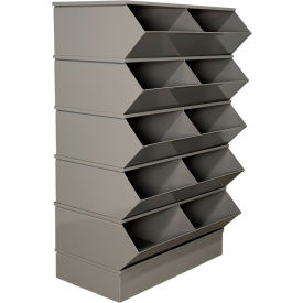 Stackbin® Steel Hopper Stack Bin 10 Compartment Steel Sectional Unit 37"W x 24"D x 55"H Gray