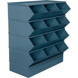 Stackbin® Steel Hopper Stack Bin 12 Compartment Sectional Unit 37"W x 20"D x 44"H Blue