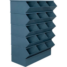 Stackbin® Steel Hopper Stack Bin 15 Compartment Sectional Unit 37"W x 20"D x 53-1/2"H Blue