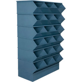 Stackbin® Steel Hopper Stack Bin 18 Compartment Sectional Unit 37"W x 20"D x 63"H Blue