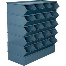 Stackbin® Steel Hopper Stack Bin 20 Compartment Sectional Unit 37"W x 15"D x 43-1/2"H Blue