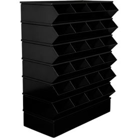 Stackbin® Steel Hopper Stack Bin 24 Compartment Sectional Unit 37"W x 15"D x 51"H Black