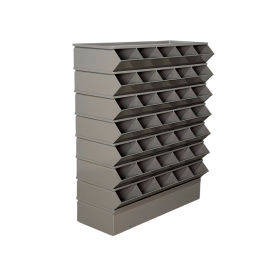 Stackbin® Steel Hopper Stack Bin 35 Compartment Sectional Unit 37"W x 13"D x 42"H Gray