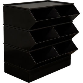 Stackbin® Steel Hopper Stack Bin 6 Compartment Steel Sectional Unit 37"W x 24"D x 33"H Black