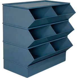 Stackbin® Steel Hopper Stack Bin 6 Compartment Steel Sectional Unit 37"W x 24"D x 33"H Blue