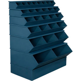 Stackbin® Steel Stack Bin 28 Compartment Multi-Size Sectional Unit 37"W x 24"D x 53"H Blue
