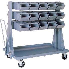 Stackbin® Mobile Steel Hopper Bin Unit 51""W X 32""D X 50-1/2""H 30 Steel Bins Gray