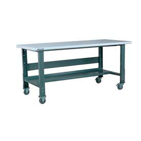 Stackbin Corporation C4830-3512-GY Stackbin 3512 Series Mobile Workbench, 48 x 30", Adjustable Height, Laminate Safety Edge, Gray image.