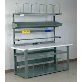 Stackbin Corporation C7236BSZ-GY Stackbin No. 1 Adjustable Height Complete Packing Workbench, Laminate Safety Edge, 72"W x 36"D, Gray image.