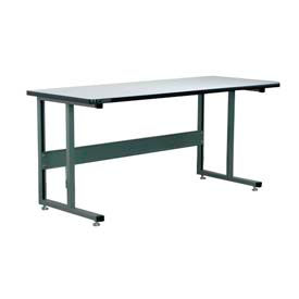 Stackbin E4830-T-2000 Series 2000 Steel Fixed Height Workbench, 1-1/4" ESD Laminate Top, Gray Baked Enamel, 48" Length, 30" Width, 35" Height