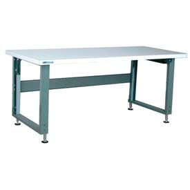 Stackbin Corporation E4836-4000-E-GY Stackbin 4000 Series Workbench W/ ESD Laminate Top & Power Lift, 48"W x 36"D, Gray image.