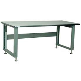 Stackbin Corporation E6036-T-4000-E-GY Stackbin 4000 Series Workbench W/ ESD Laminate Top & Power Lift, 60"W x 36"D, Gray image.