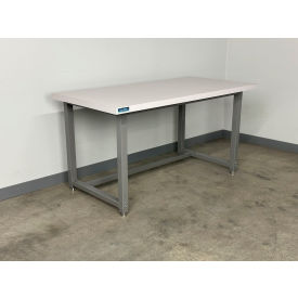 Stackbin® 1005 Adjustable Height Workbench with ESD Laminate Square Edge 72" x 36"D Gray 