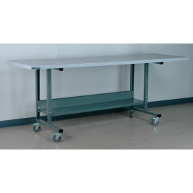 Stackbin® 2012 Mobile Adj. Height Workbench with ESD Laminate Square Edge 96"W x 30"D Gray 