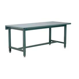 Stackbin Corporation ES6030-1005-GY Stackbin 1005 Series Adjustable Height Workbench, 60 x 30", Steel Square Edge, Gray image.