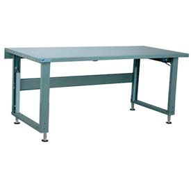 Stackbin Corporation ES6030-4000-E-GY Stackbin 4000 Series Workbench W/ Steel Square Edge & Power Lift, 60"W x 30"D, Gray image.