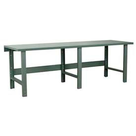 Stackbin Corporation ES9630-3500-GY Stackbin 3500 Series Extra Long Welded Workbench, 96 x 30", Steel Square Edge, Gray image.