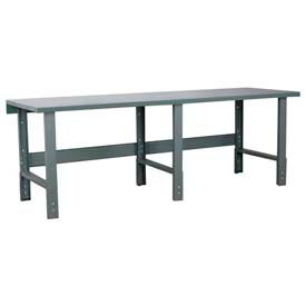 Stackbin Corporation ES9630-3505-GY Stackbin 3505 Series Extra Long Workbench, 96 x 30", Adjustable Height, Steel Square Edge, Gray image.