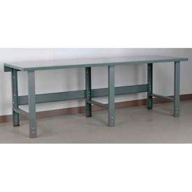 Stackbin Corporation ES9636-3505-GY Stackbin 3505 Series Extra Long Workbench, 96 x 36", Adjustable Height, Steel Square Edge, Gray image.
