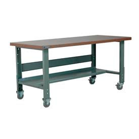 Stackbin Corporation H4830-3512-GY Stackbin 3512 Series Mobile Workbench, 48 x 30", Adjustable Height, Shop Top Square Edge, Gray image.