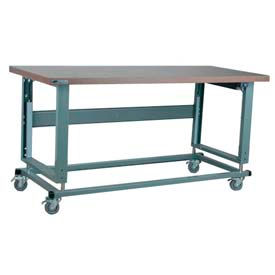 Stackbin Corporation H6030-2500-E-GY Stackbin 2500 Series Workbench W/ Hardboard Top & Power Lift, 60"W x 30"D, Gray image.