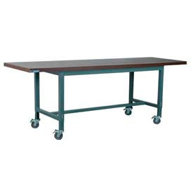 Stackbin Corporation H9630-1012-GY Stackbin 1012 Series Extra Long Mobile Workbench, 96 x 30", Adjustable Height, Shop Top Square Edge image.