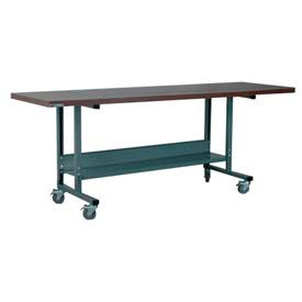 Stackbin Corporation H9636-2012-GY Stackbin 2012 Series Extra Long Mobile Workbench, 96 x 36", Adjustable Height, Shop Top Square Edge image.