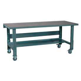 Stackbin Corporation HS7236-3512-GY Stackbin 3512 Series Mobile Workbench, 72 x 36", Adjustable Height, Hardboard Square Edge, Gray image.