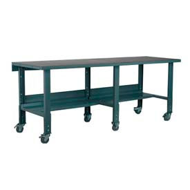Stackbin Corporation HS9636-3512-GY Stackbin 3512 Series Extra Long Mobile Workbench, 96 x 36", Adjustable Height, Steel Square Edge image.