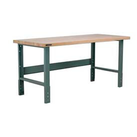 Stackbin Corporation M4830-3505-BL Stackbin 3505 Series Adjustable Height Workbench, 48 x 30", Maple Butcher Block Square Edge, Blue image.