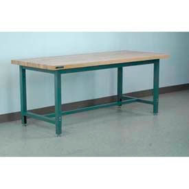 Stackbin Corporation M7230-1005-GY Stackbin 1005 Series Adjustable Height Workbench, 72 x 30", Maple Butcher Block Square Edge, Gray image.