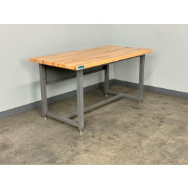 Stackbin® 1505 Adjustable Height Workbench with Maple Butcher Block Top 72"W x 36"D Gray 