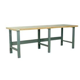 Stackbin Corporation M9630-3500-BK Stackbin 3500 Series Extra Long Welded Workbench, 96 x 30", Maple Butcher Block Square Edge, Black image.