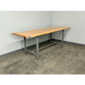 1005 Adjustable Height Workbench, 96 x 36", Maple Square Edge, Gray view 2