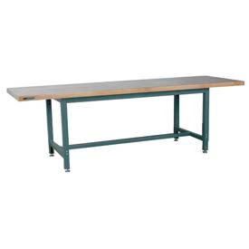 Stackbin Corporation M9636-1005-GY Stackbin 1005 Series Extra Long Workbench, 96 x 36", Adjustable Height, Maple Square Edge, Gray image.
