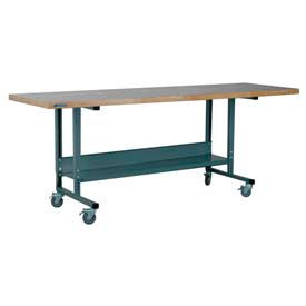 Stackbin Corporation M9636-2012-GY Stackbin 2012 Series Extra Long Mobile Workbench, 96 x 36", Adjustable Height, Maple Square Edge image.
