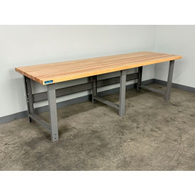 3500 Fixed Height Workbench, 96 x 36", Maple Square Edge, Gray view 2