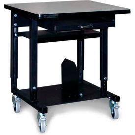 Stackbin Corporation P3624-T-SCD-BK Stackbin Small Mobile Computer Station, 36"W x 24"D x 33-1/2"H, Black image.