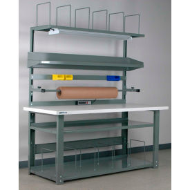 Stackbin Corporation P7230BSZ-BK Stackbin No. 1 Adjustable Height Complete Packing Workbench, Laminate Square Edge, 72"W x 30"D,Black image.