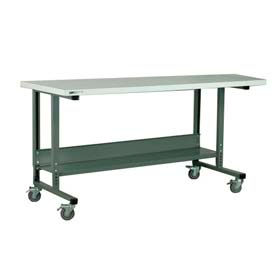 Stackbin Corporation P7236-2012-GY Stackbin 2012 Series Mobile Workbench, 72 x 36", Adjustable Height, Laminate Square Edge, Gray image.