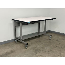 Stackbin® 2012 Mobile Workbench 72 x 36" Adj. Height Plastic Laminate T-Mold Edge Gray 