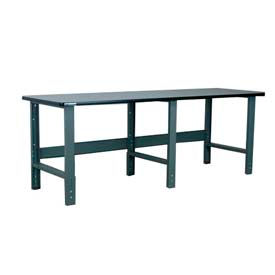 Stackbin Corporation P9630-T-3505-GY Stackbin 3505 Series Extra Long Workbench, 96 x 30", Adjustable Height, Laminate Square Edge, Gray image.